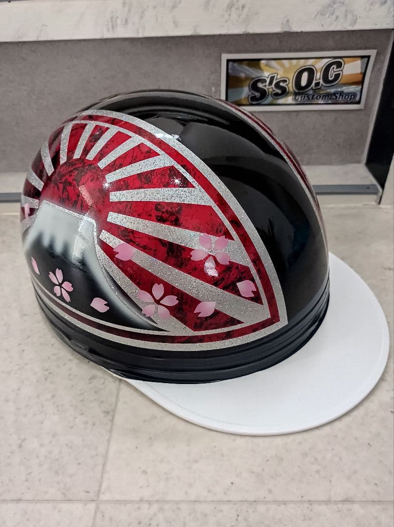 カスタムコルク半　Candyレッドラップ富士日章　七色ラメ　文字変更無料