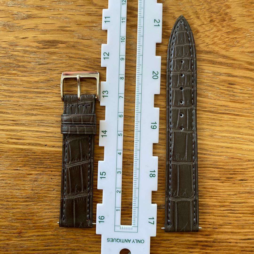 【美品】CARESE ケアーズ レザーベルト クロコダイル 17mm グレイ