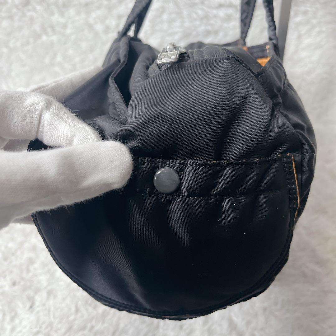 未使用級 ポーター タンカー ミニボストン ブラック ダッフル ドラムバッグ L