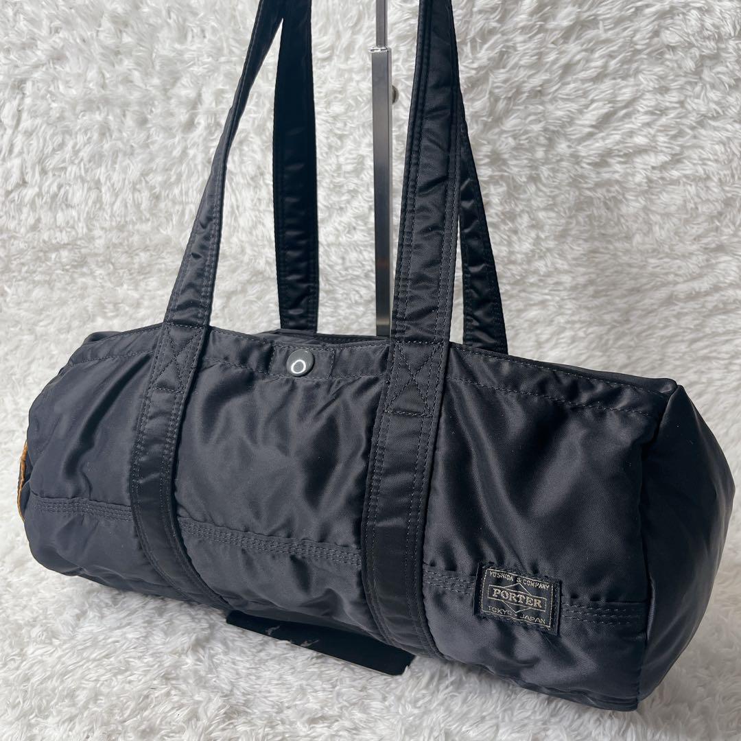未使用級 ポーター タンカー ミニボストン ブラック ダッフル ドラムバッグ L