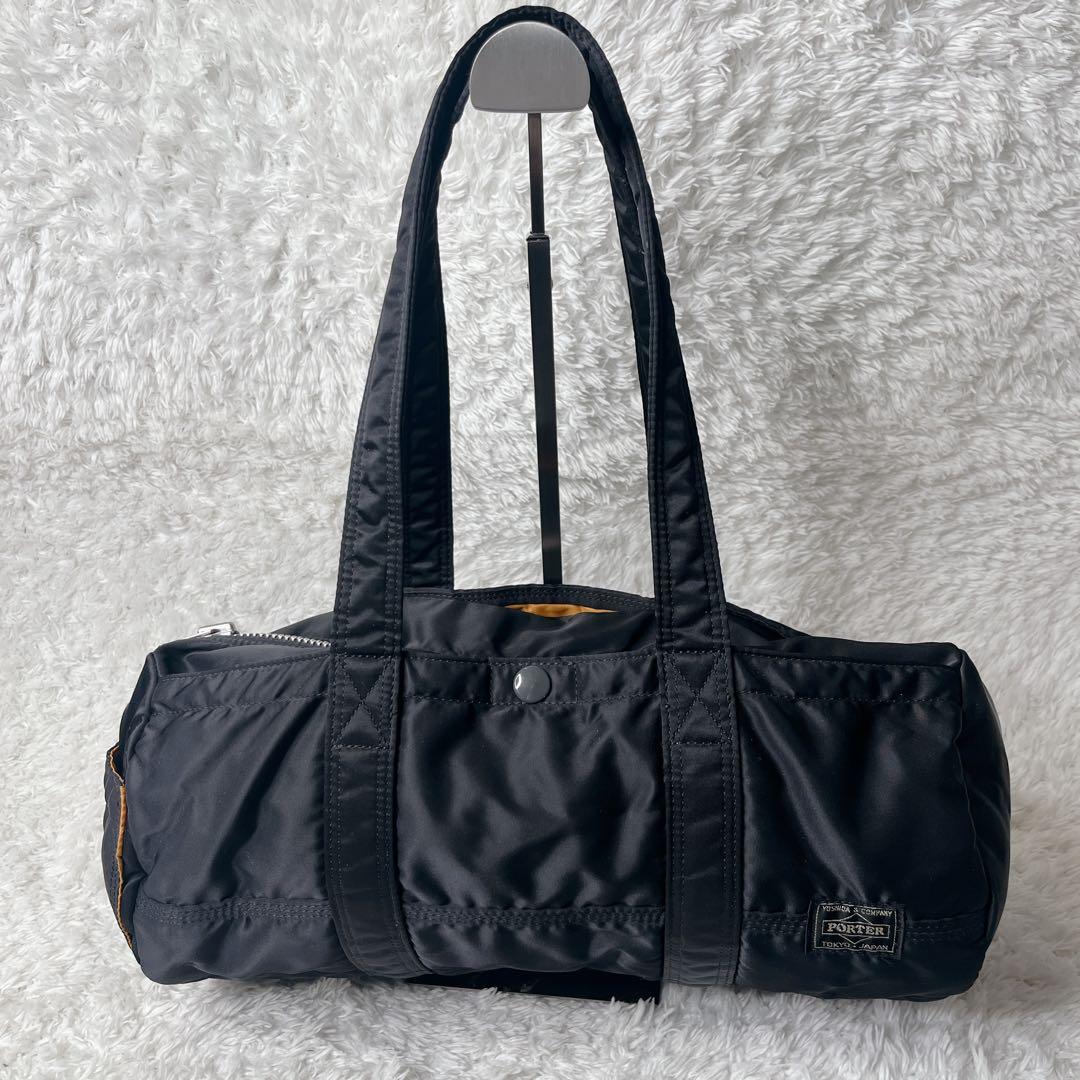 未使用級 ポーター タンカー ミニボストン ブラック ダッフル ドラムバッグ L