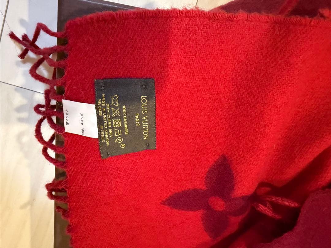 LOUIS VUITTON 赤 マフラー ウール混紡