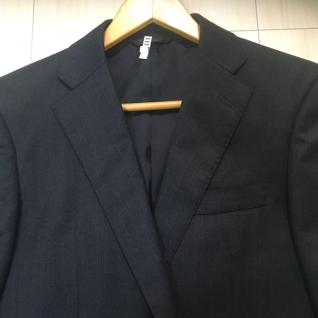21日迄特価メンズ高級イタリア製REDA ダークブルー スリーピーススーツ　L