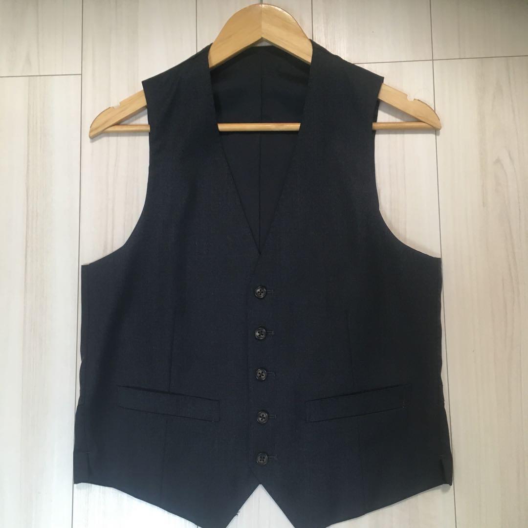 21日迄特価メンズ高級イタリア製REDA ダークブルー スリーピーススーツ　L