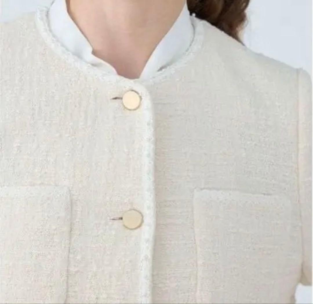⭐︎ぽぽんた⭐︎ジャケット ノーカラージャケット スラブコットンツイード
