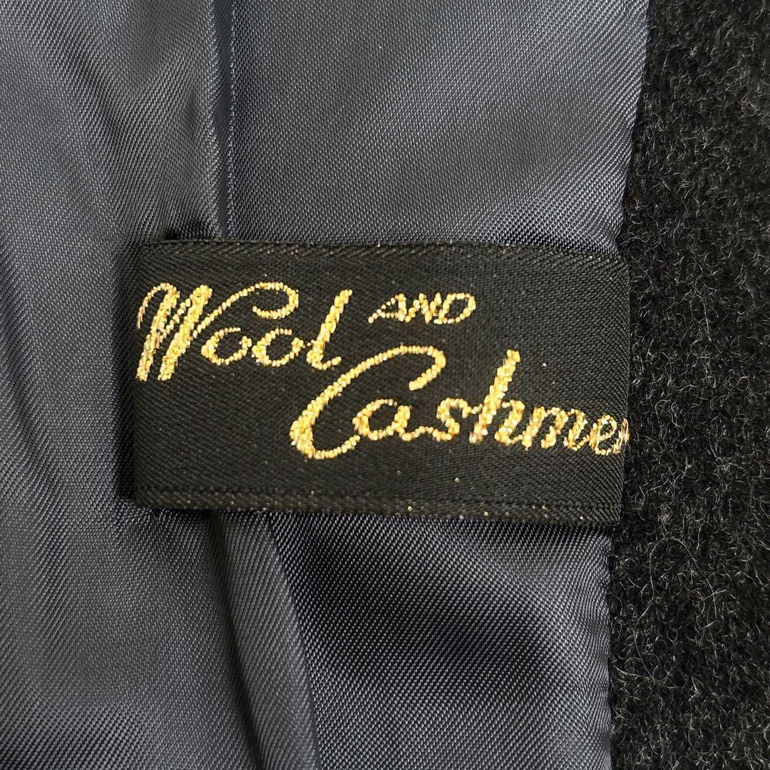 Harrods カシミア混 ファーつき ロングコート 2way チャコールグレー