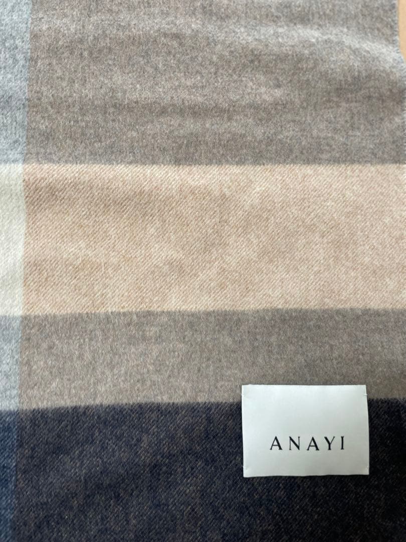 ANAYI カシミヤ100% チェック柄マフラー
