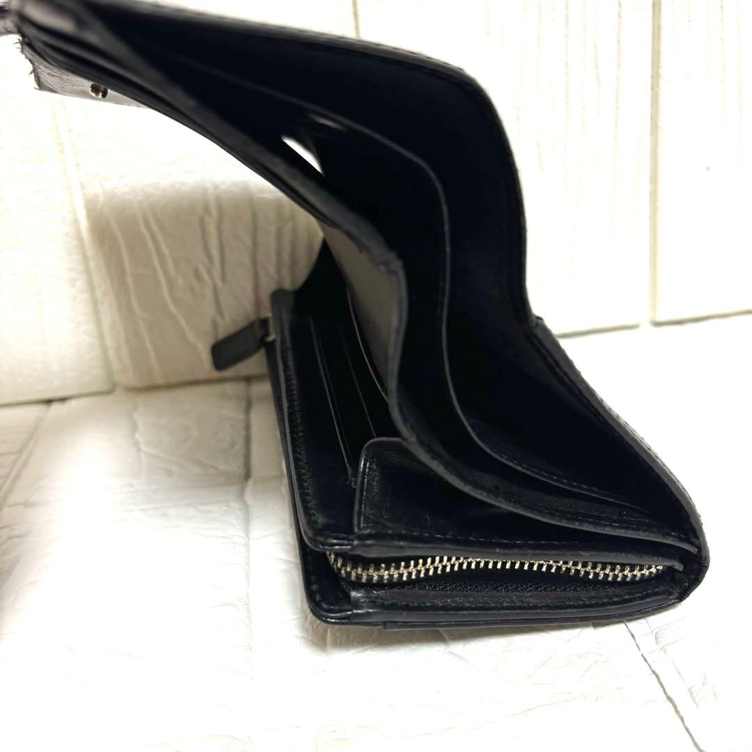 希少 ジバンシー メタル ビッグ ロゴ レザー 二つ折り 財布 黒 ヴィンテージ