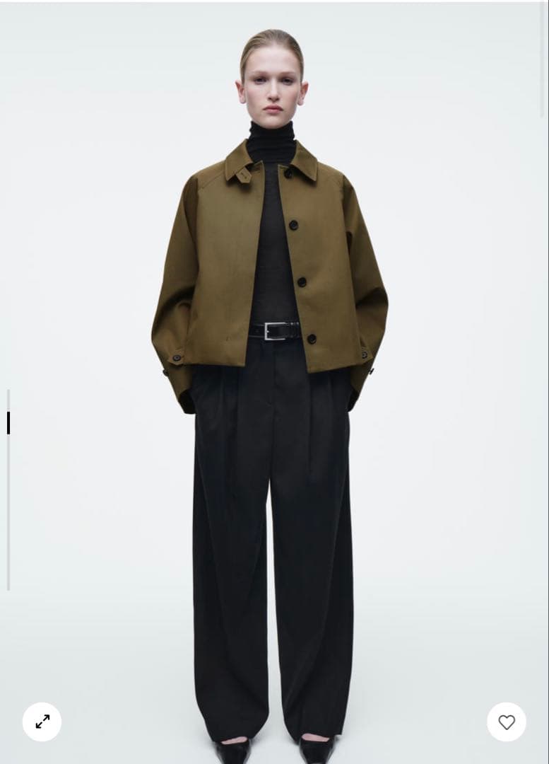 COS ショートツイルトレンチコート カーキ Mサイズ