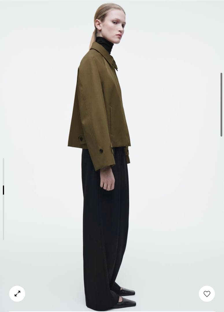 COS ショートツイルトレンチコート カーキ Mサイズ