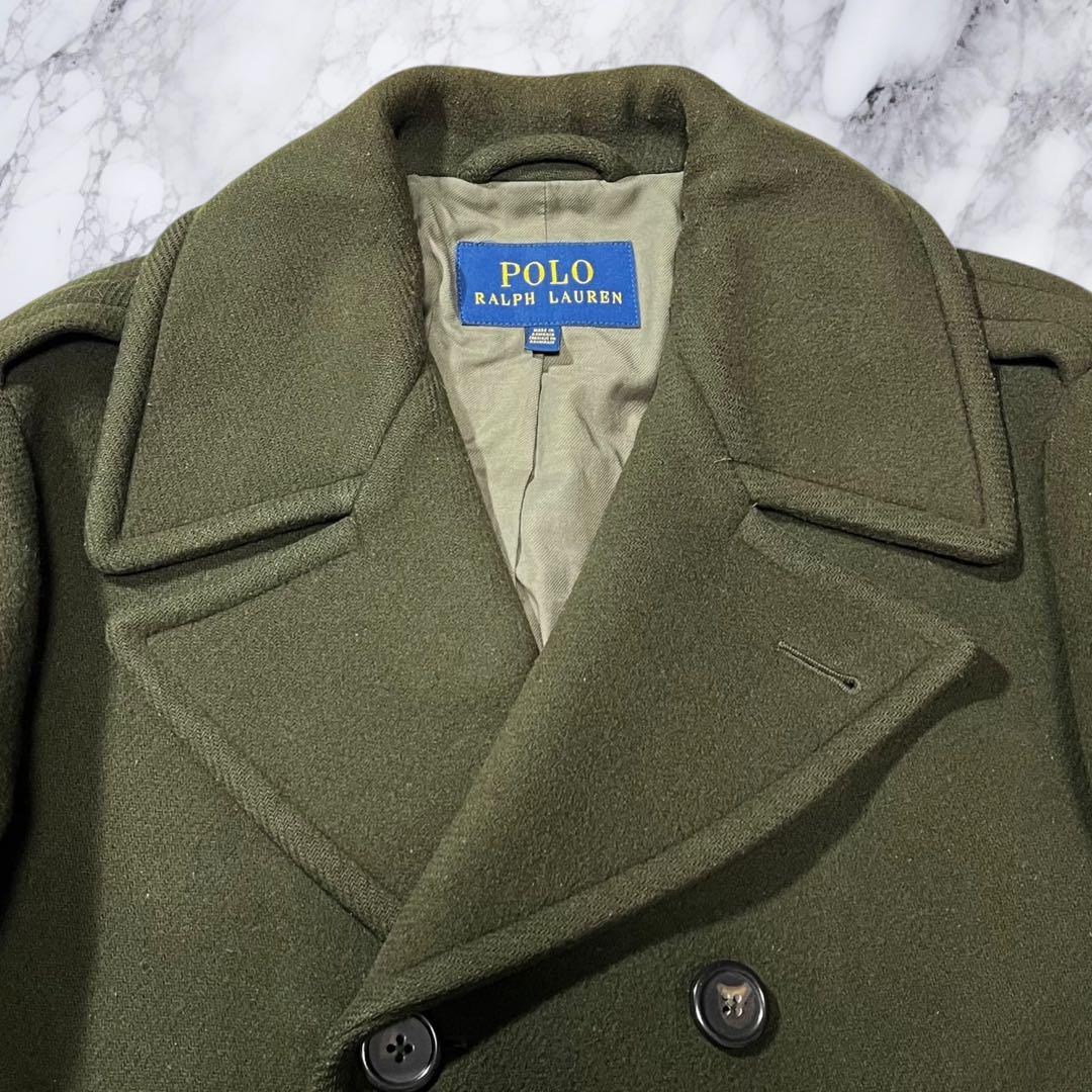 ポロラルフローレン ピーコート Pコート ウール ダブル カーキ 38 M