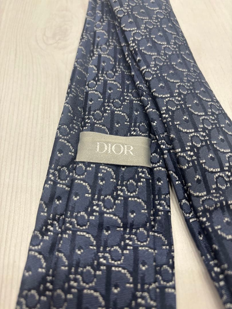 【美品】DIOR ディオール ネクタイ ネイビー オブリーク