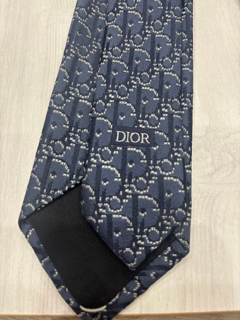 【美品】DIOR ディオール ネクタイ ネイビー オブリーク