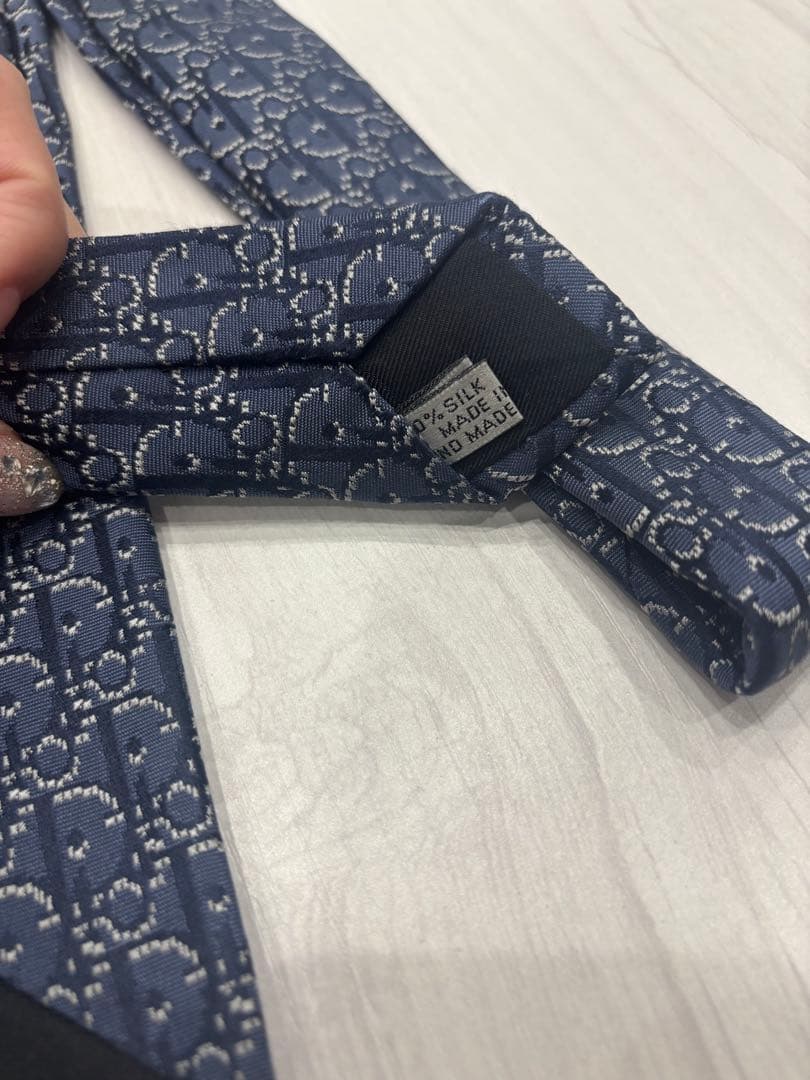 【美品】DIOR ディオール ネクタイ ネイビー オブリーク