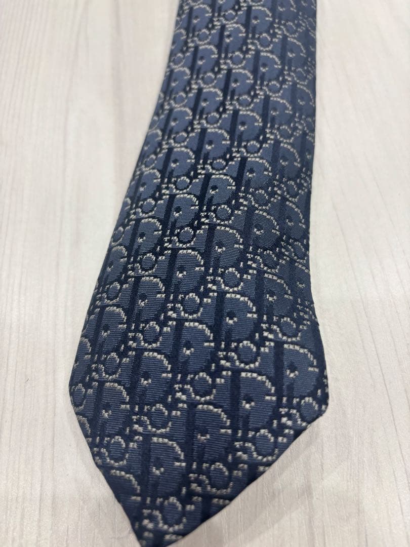 【美品】DIOR ディオール ネクタイ ネイビー オブリーク