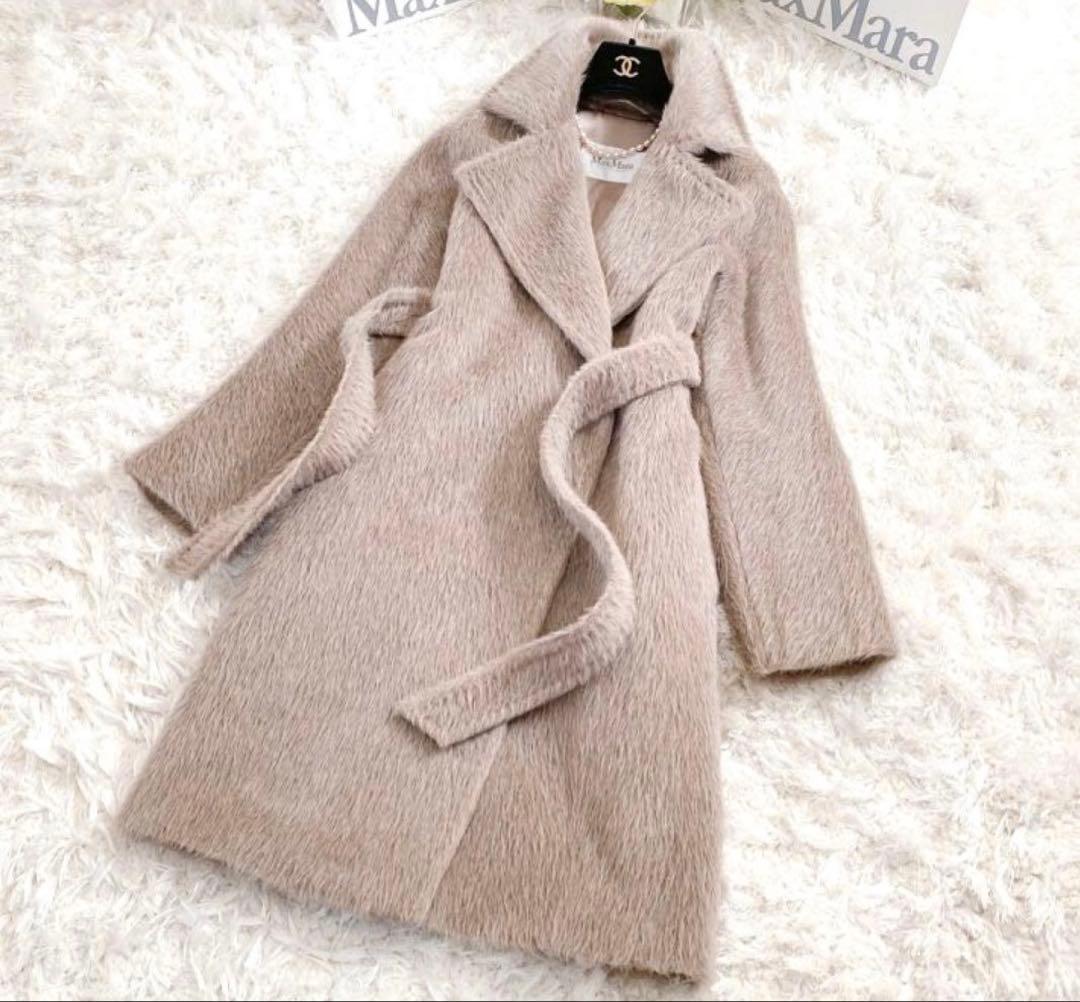 美品⭐︎マックスマーラ アルパカ ベルテット コート38 グレージュ