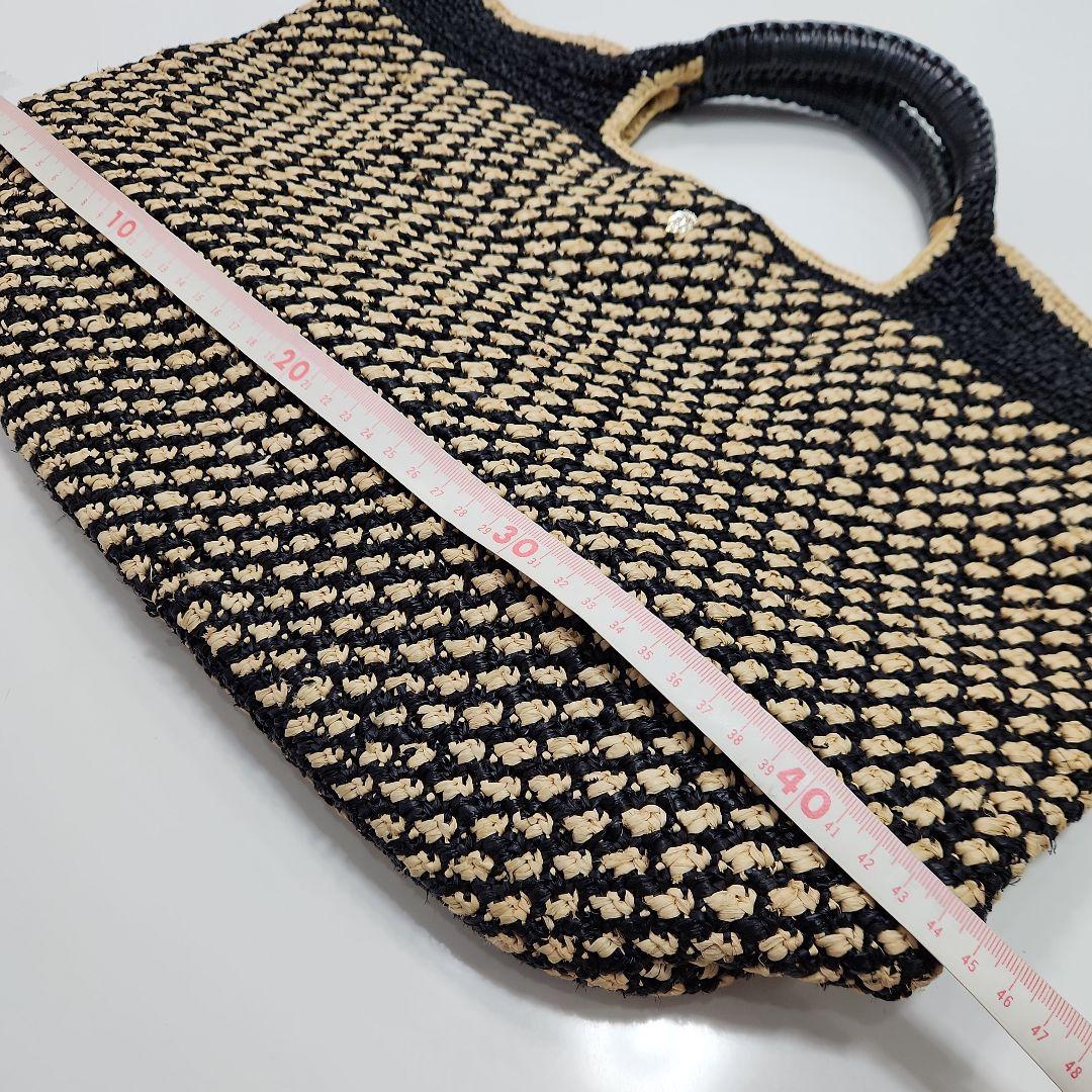 ヘレンカミンスキー　ラフィアバッグ 黒×ベージュ