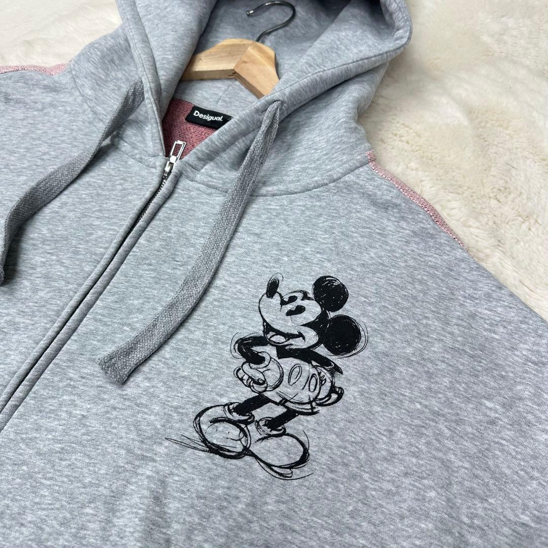 美品✨デシグアル×ミッキー 背面ジャカードニット パーカー オーバーサイズ 希少