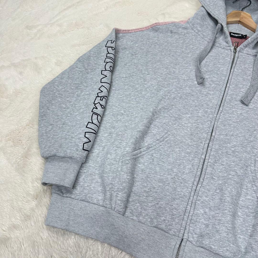 美品✨デシグアル×ミッキー 背面ジャカードニット パーカー オーバーサイズ 希少