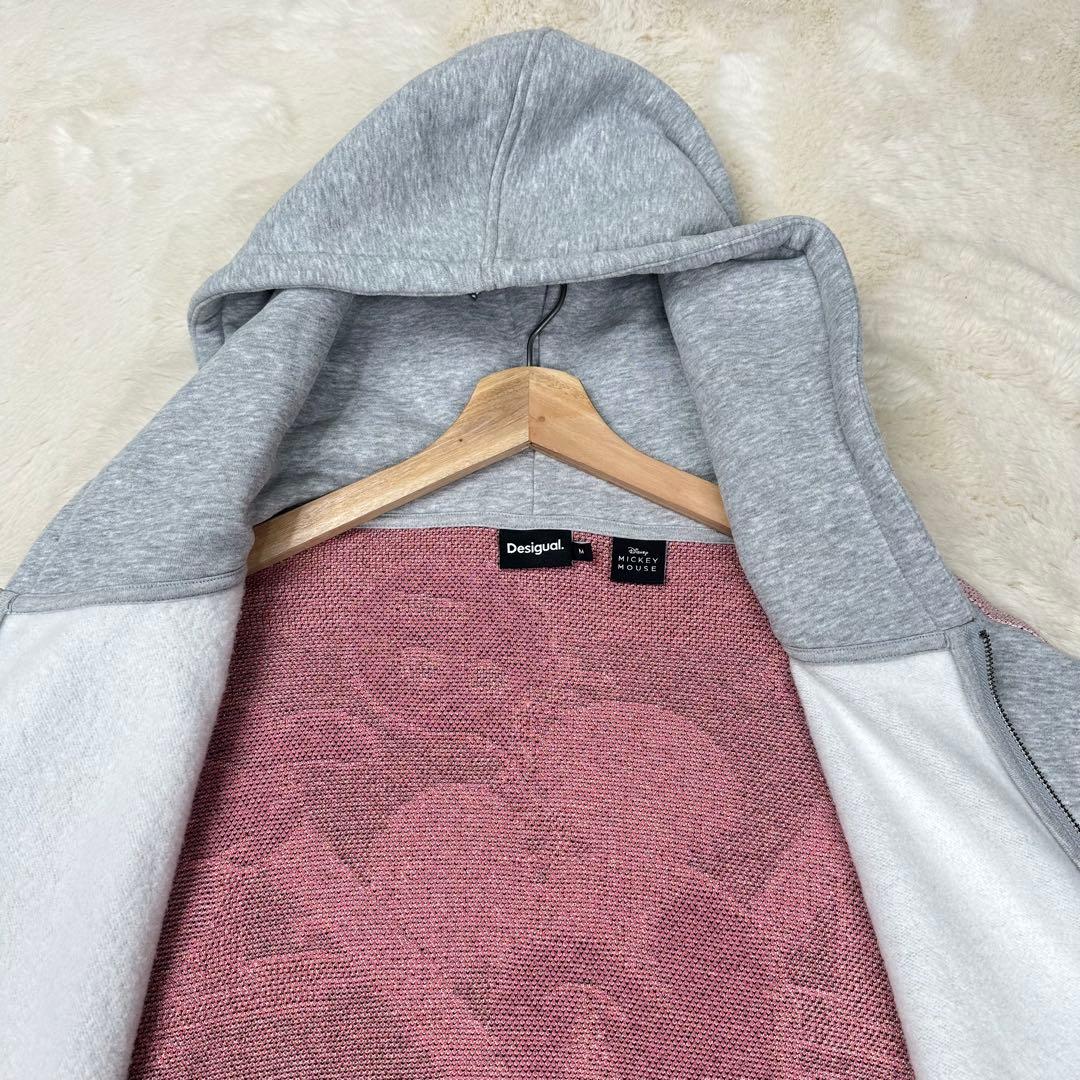 美品✨デシグアル×ミッキー 背面ジャカードニット パーカー オーバーサイズ 希少