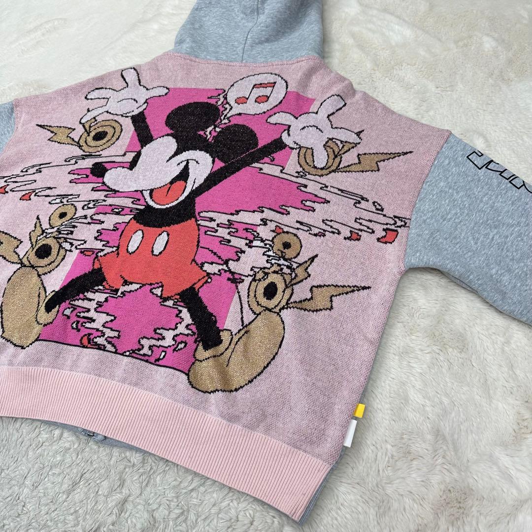 美品✨デシグアル×ミッキー 背面ジャカードニット パーカー オーバーサイズ 希少