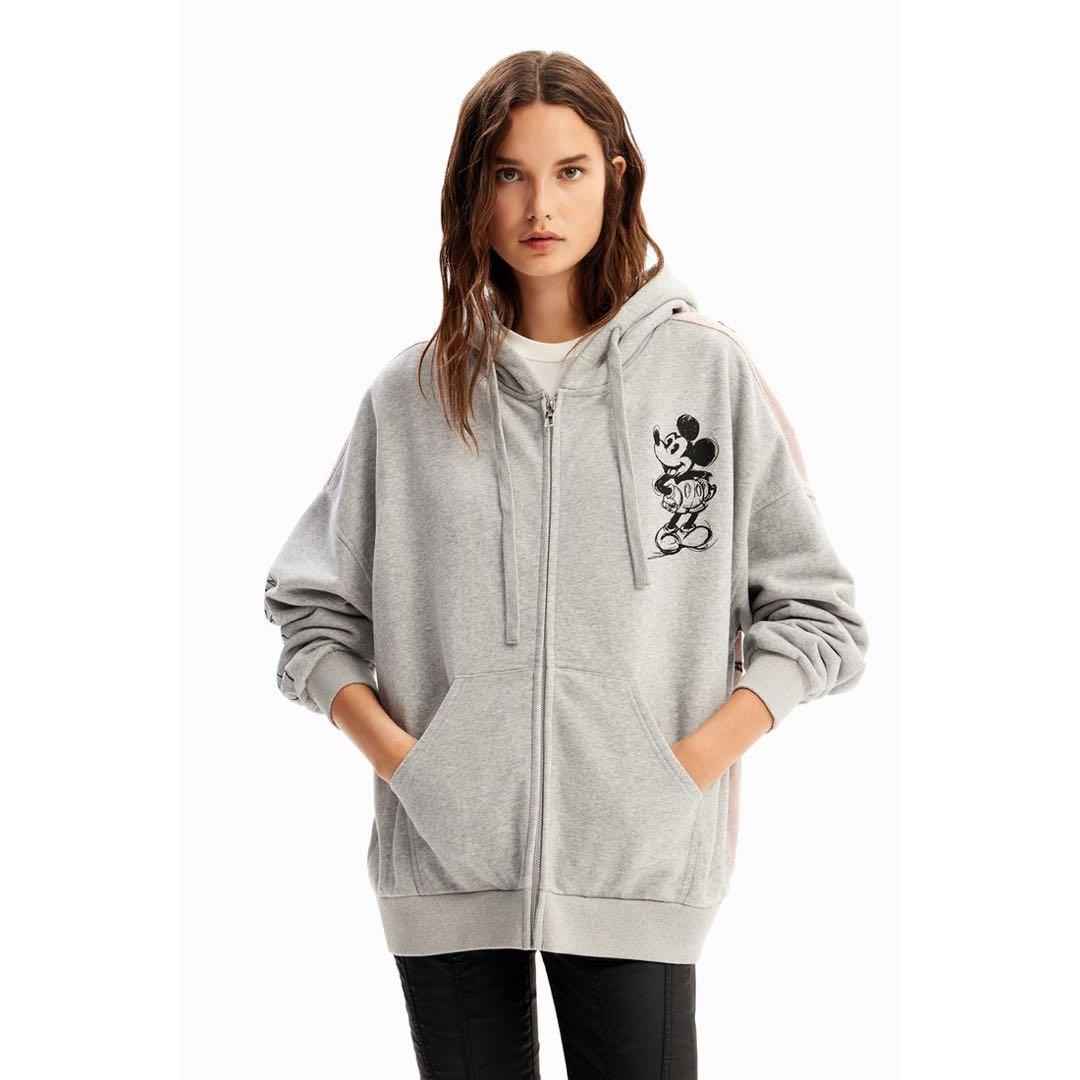 美品✨デシグアル×ミッキー 背面ジャカードニット パーカー オーバーサイズ 希少