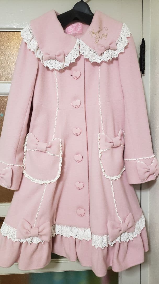 Angelic pretty/襟ロゴ刺繍Sweetコート(ピンク)【美品】