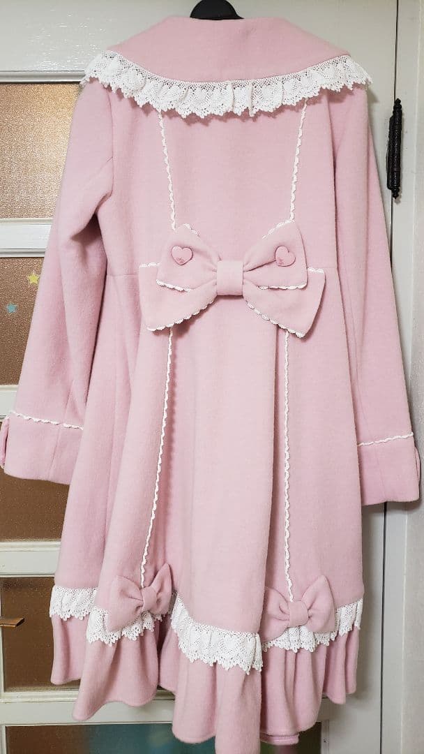 Angelic pretty/襟ロゴ刺繍Sweetコート(ピンク)【美品】