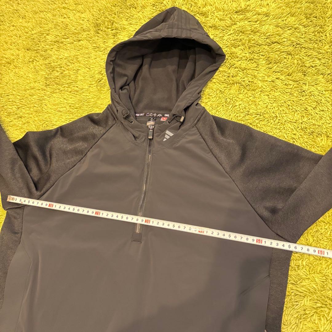 アディダス ゴルフ パデッドコンビネーション ハーフジップ長袖フーディー M 黒