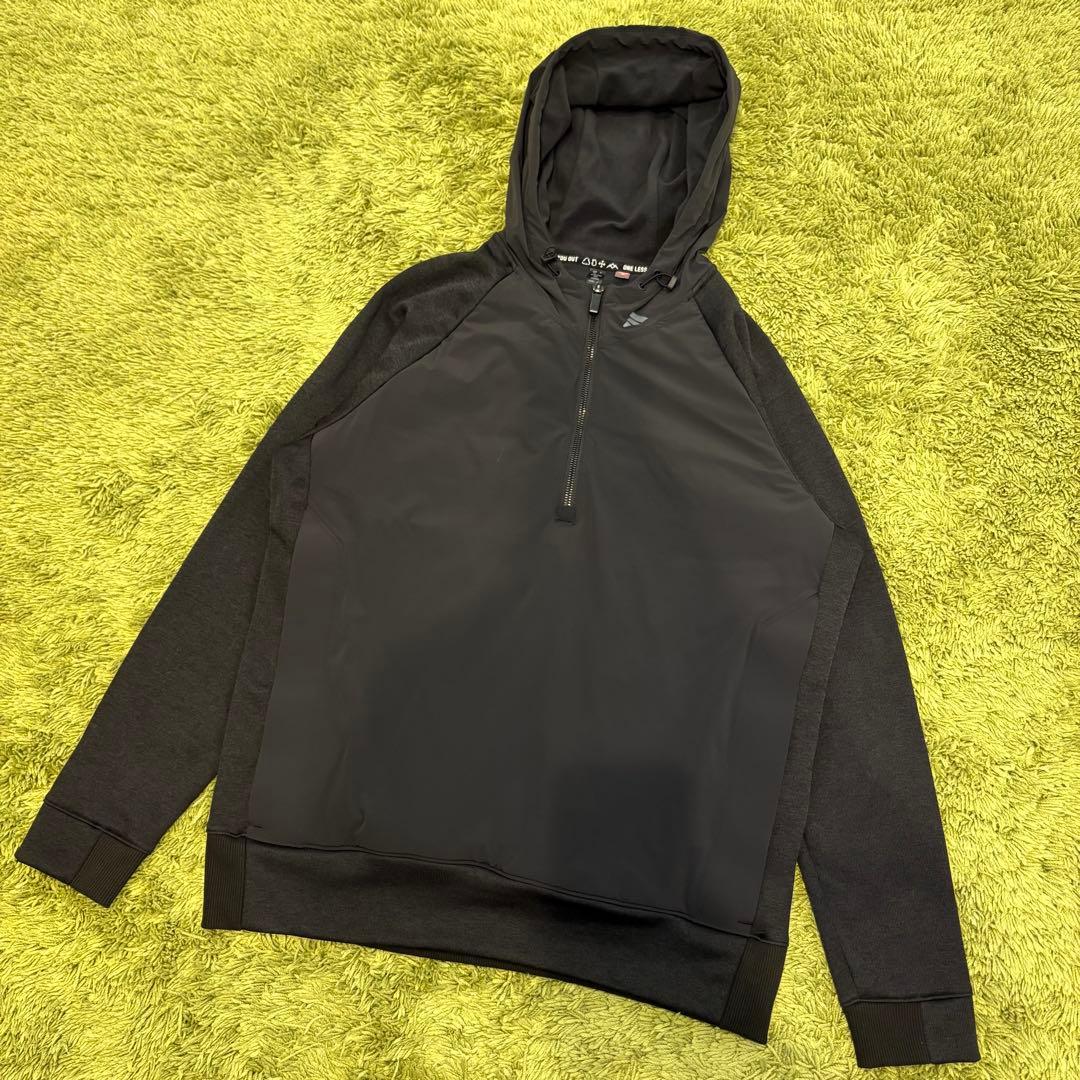 アディダス ゴルフ パデッドコンビネーション ハーフジップ長袖フーディー M 黒