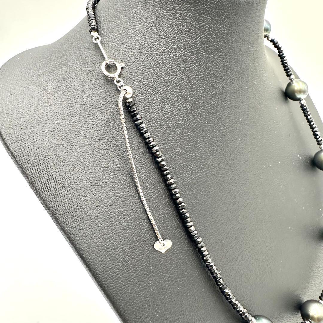 テリ強●K18 黒蝶真珠 ステーションネックレス ブラックスピネルパール