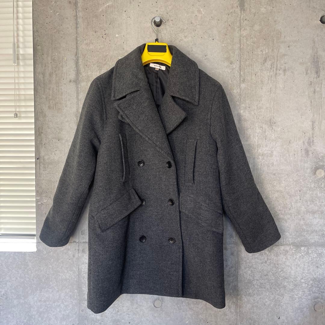 moussy グレー ダブルブレスト ミドルコート