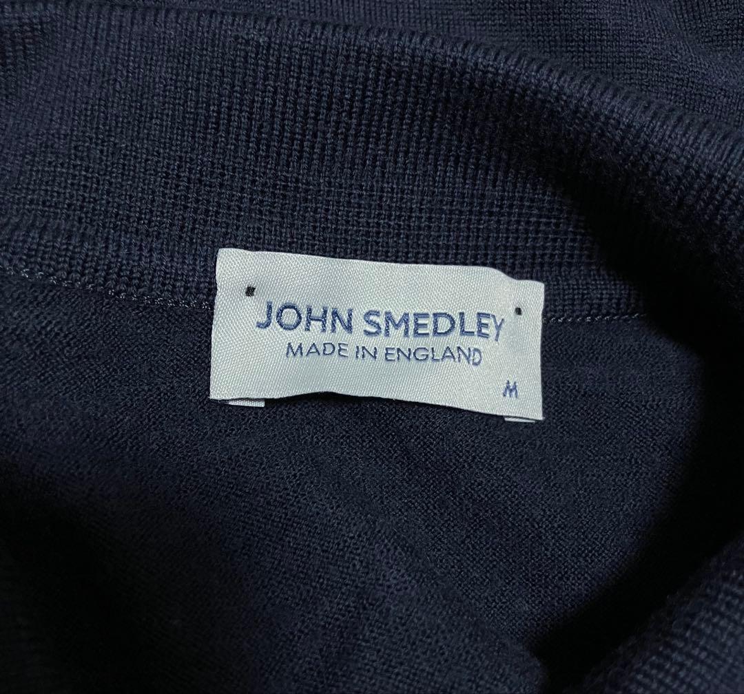JOHN SMEDLEYジョンスメドレーの長袖ニットポロシャツ　Mサイズ　紺