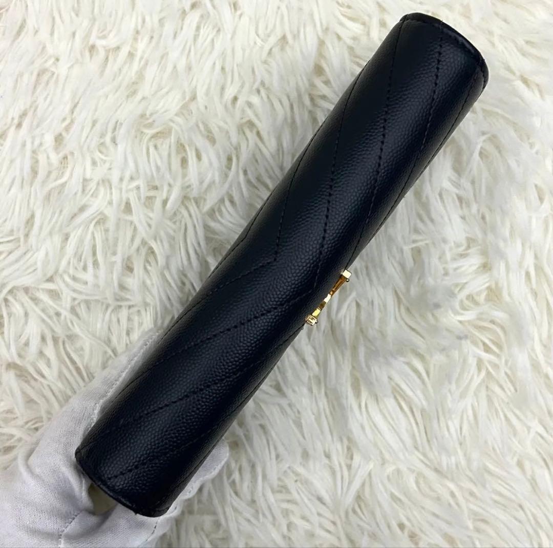 ［極美品］SAINT LAURENT YSL カサンドラ 長財布 グレー