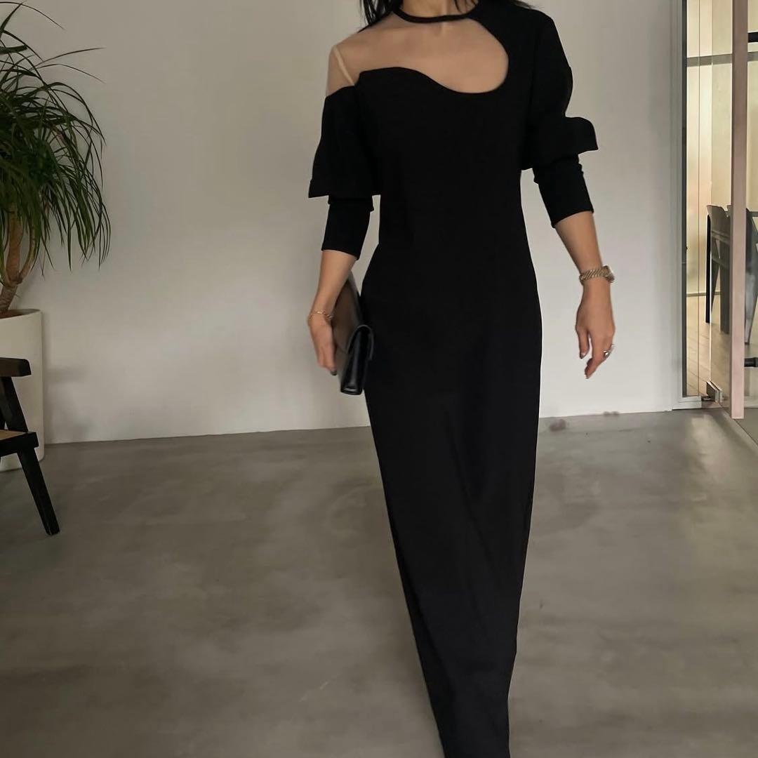 fram様　Ameri LAKE CURVE TRICOT RIB DRESS