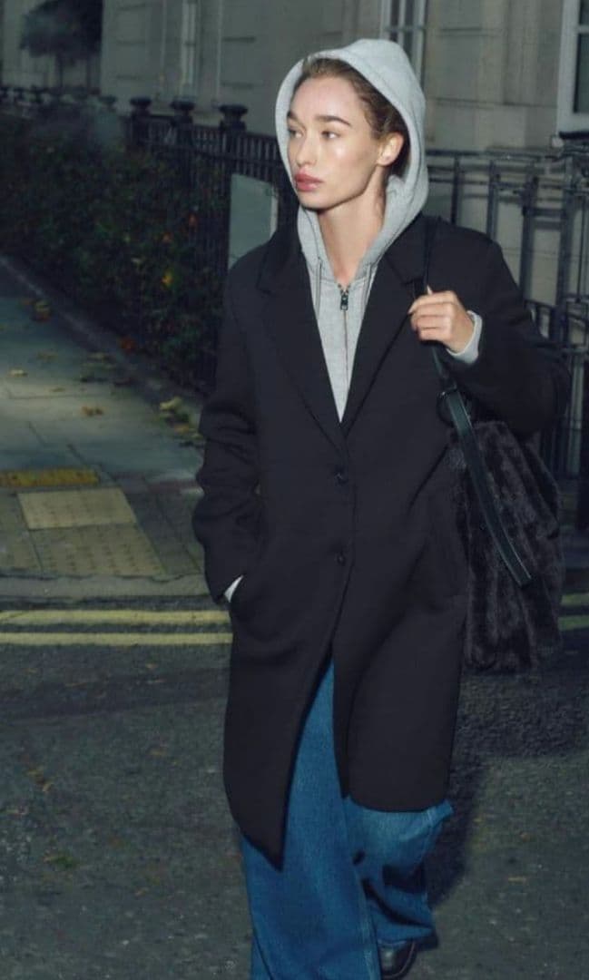 Zaraデタッチャブルフード コントラストコートS