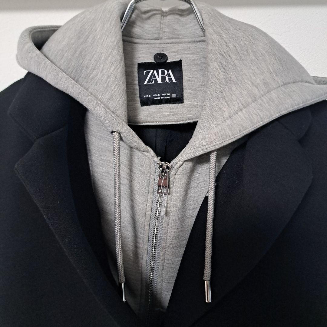 Zaraデタッチャブルフード コントラストコートS