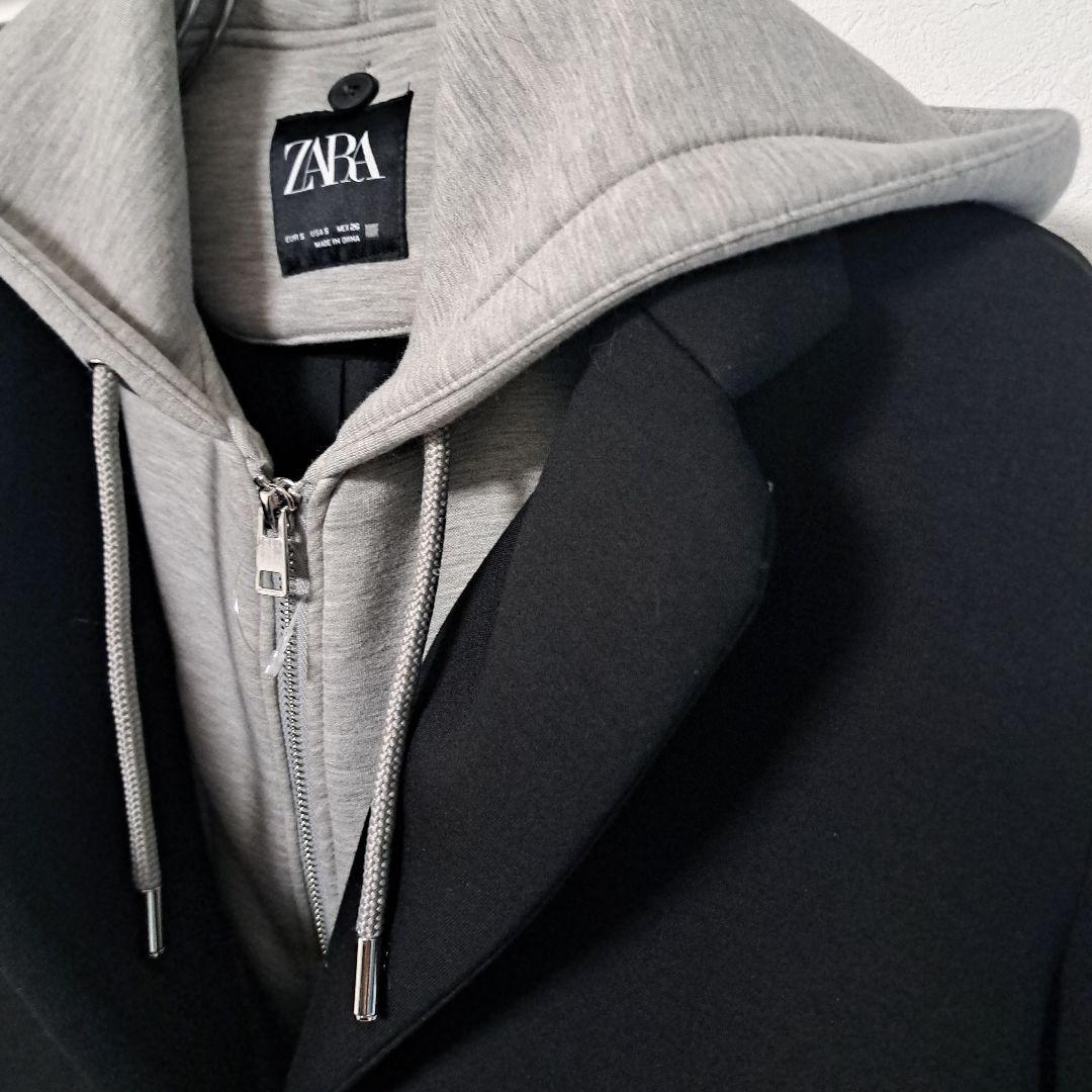 Zaraデタッチャブルフード コントラストコートS