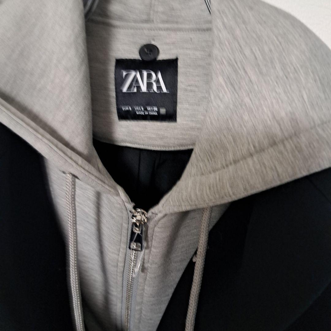 Zaraデタッチャブルフード コントラストコートS