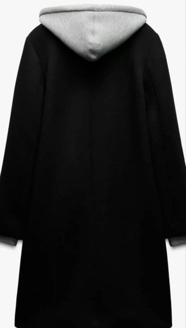 Zaraデタッチャブルフード コントラストコートS