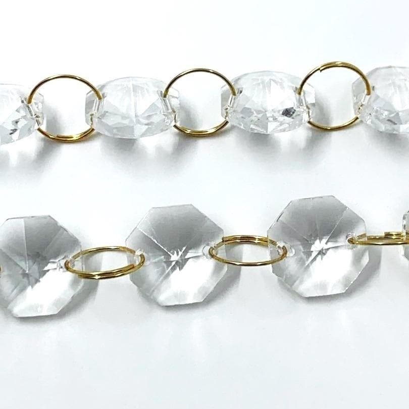 クリスタルガラスカーテン20本 八角 ゴールド丸カン のれん クリスタルチェーン