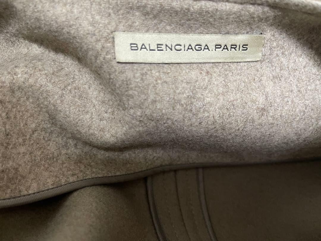 バレンシアガ ベージュ ノーカラー ロングコート M〜Lサイズ感