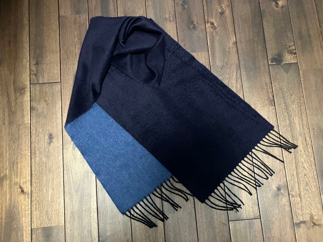 【未使用品】PIACENZA ピアチェンツァ マフラー カシミヤ混 ネイビー