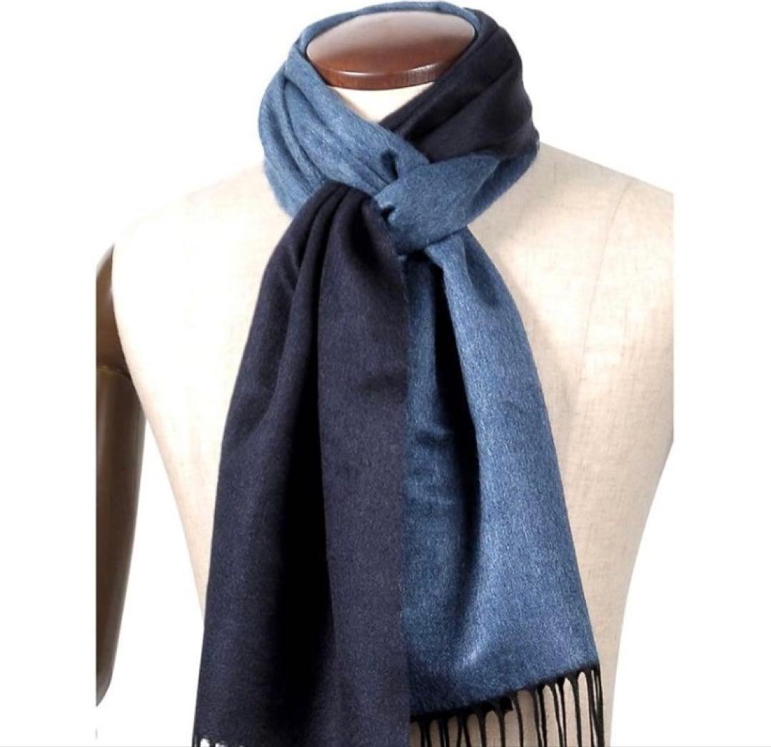 【未使用品】PIACENZA ピアチェンツァ マフラー カシミヤ混 ネイビー