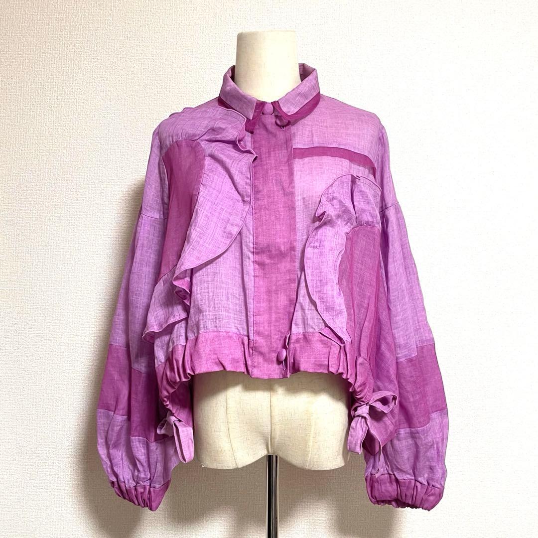 【未使用・タグ付き】エイココンドウ フリル チュール クロップド丈 ブルゾン