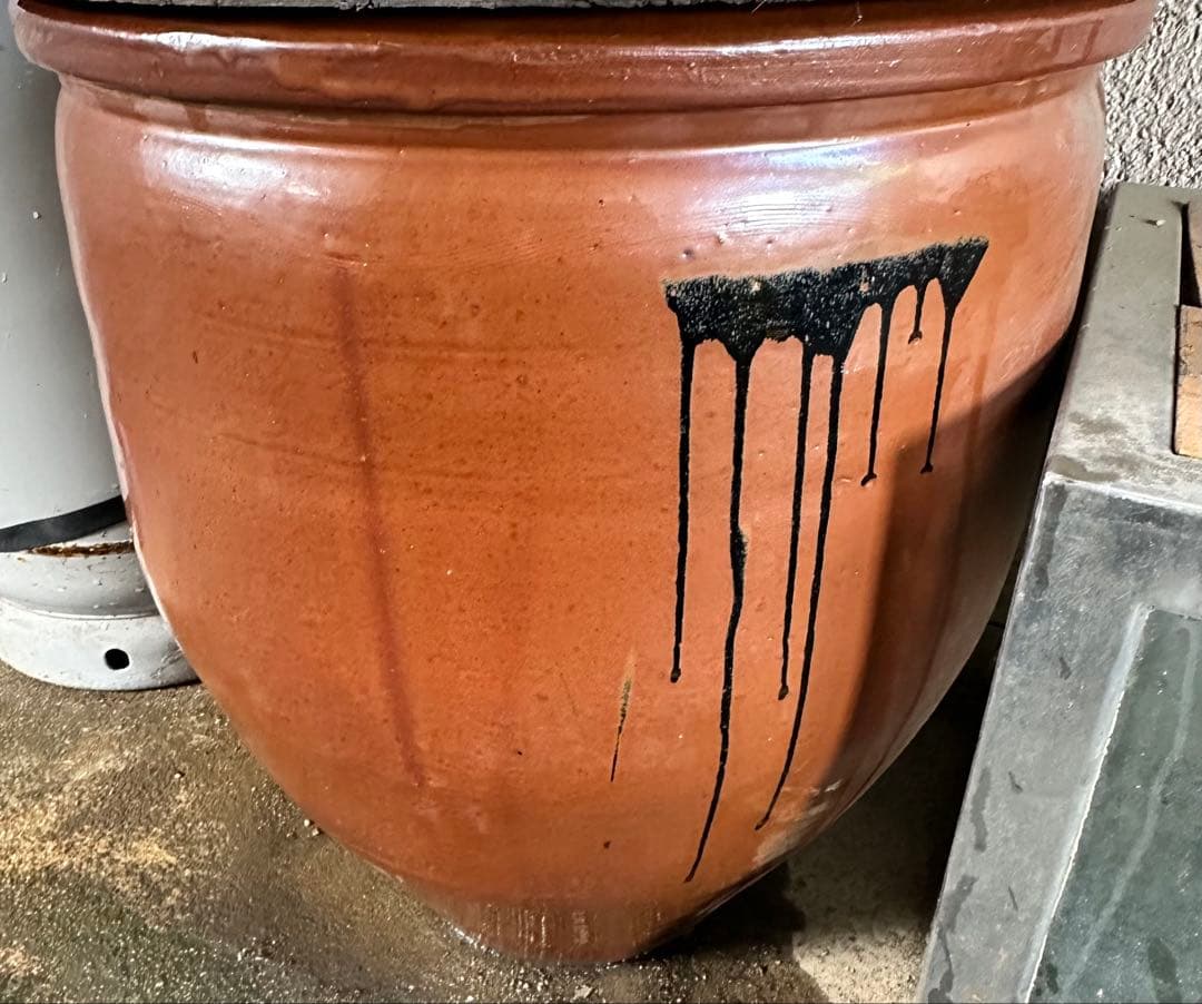 大型水甕 58cm×60cm 甕 巨大壷 水瓶 睡蓮鉢 めだか鉢 金魚鉢 古民具