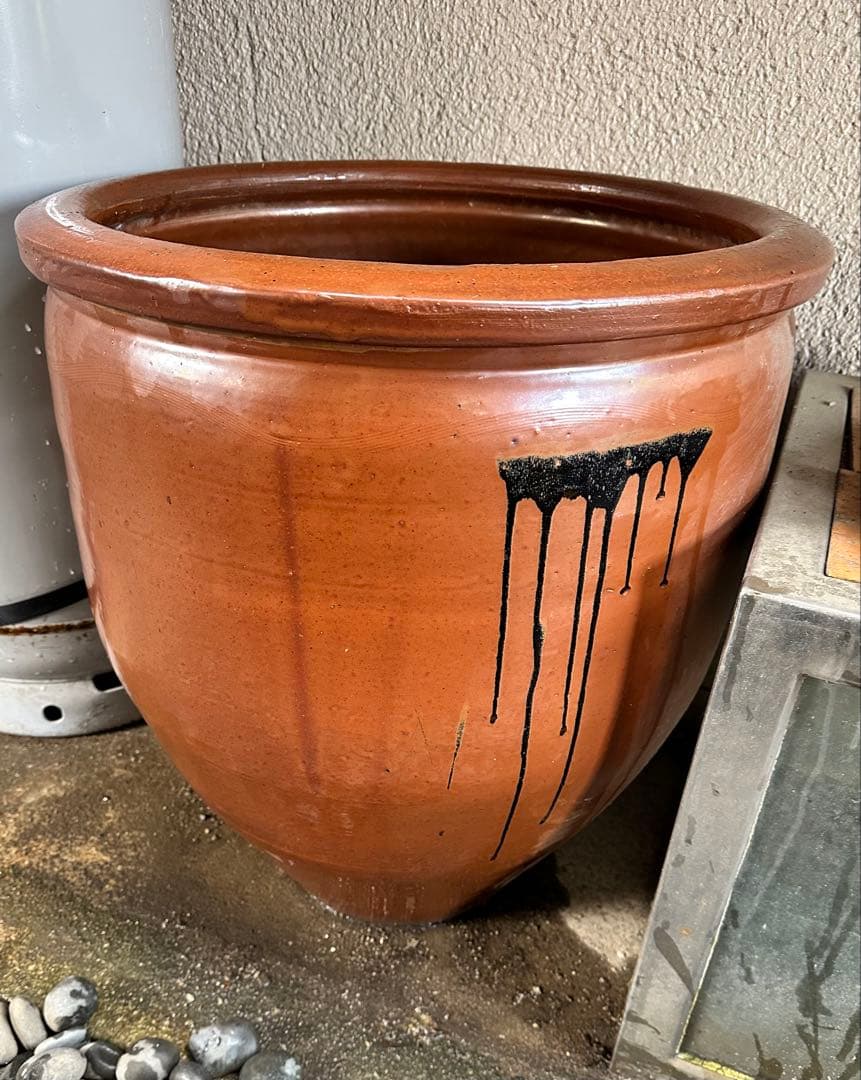 大型水甕 58cm×60cm 甕 巨大壷 水瓶 睡蓮鉢 めだか鉢 金魚鉢 古民具