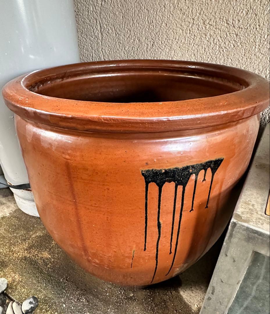 大型水甕 58cm×60cm 甕 巨大壷 水瓶 睡蓮鉢 めだか鉢 金魚鉢 古民具