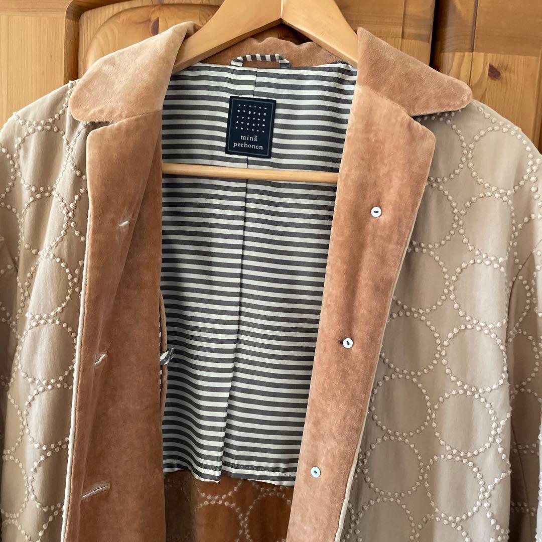mina perhonen ベージュ キルティング ロングコート