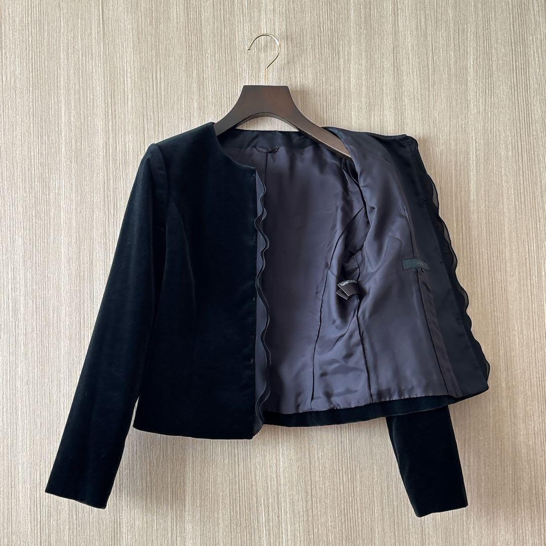 【1296】アナイ　ベロアクルージャケット　36 黒　フォーマル